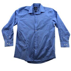 Stafford Mens Dress Shirt Medium 16 Neck Long Sleeve Travel Button Up Broadcloth